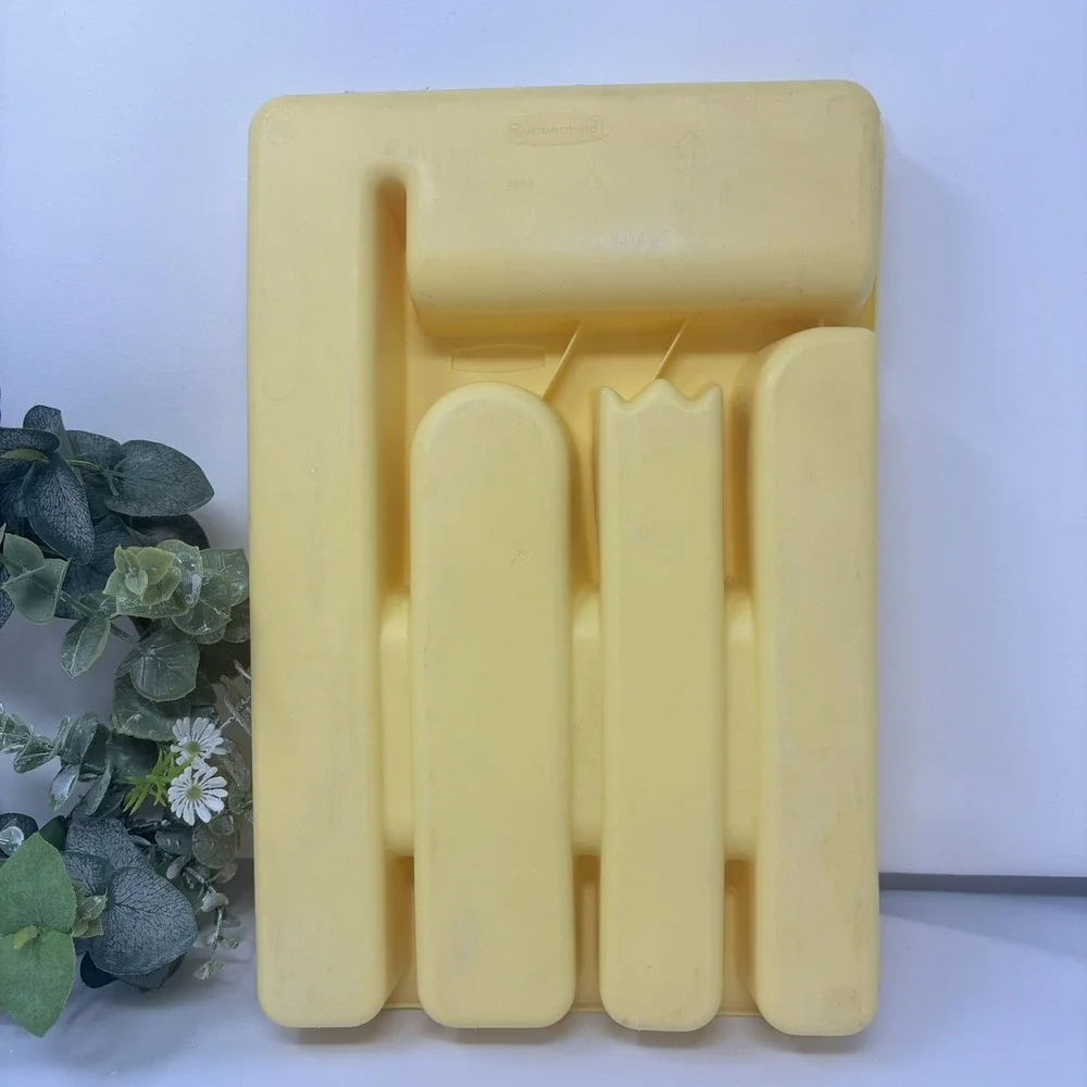 Vintage‎ Rubbermaid Silverware Tray Organizer 2919 Yellow